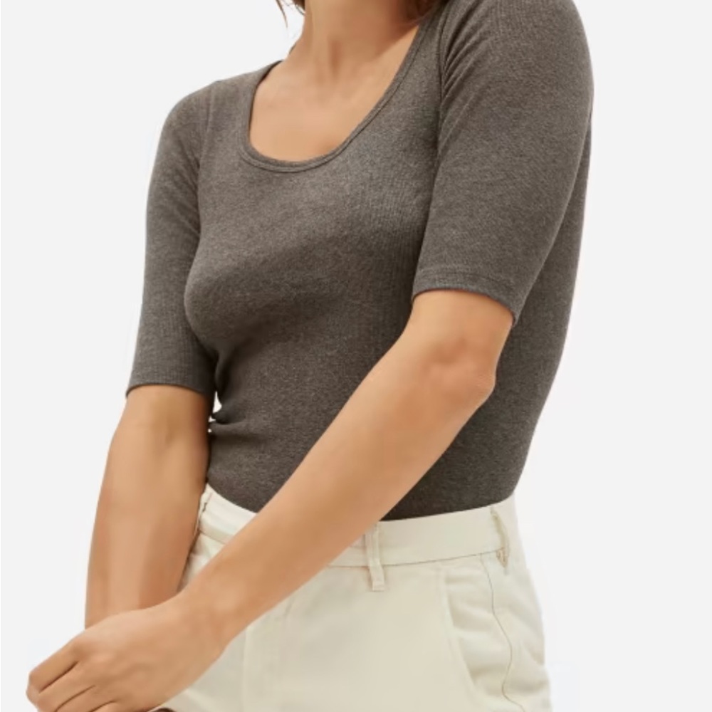 Everlane Pima Microrib scoop neck tee - XS